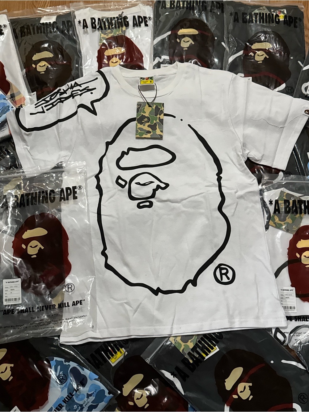 Kids' White Graphic Ape Logo Tee